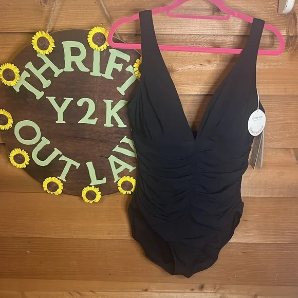 Coco Contours Reef Solitaire Bra Underwire One Piece Swimsuit Shaping Black 16 - Picture 9 of 14